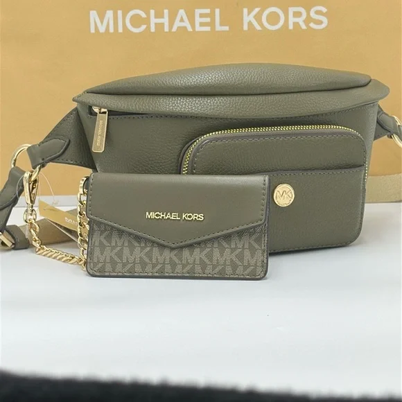 Michael Kors Maisie Lg Pebbled Leather 2-in-1 Sling Fanny Pack Waist Bag Belt - Picture 12 of 16